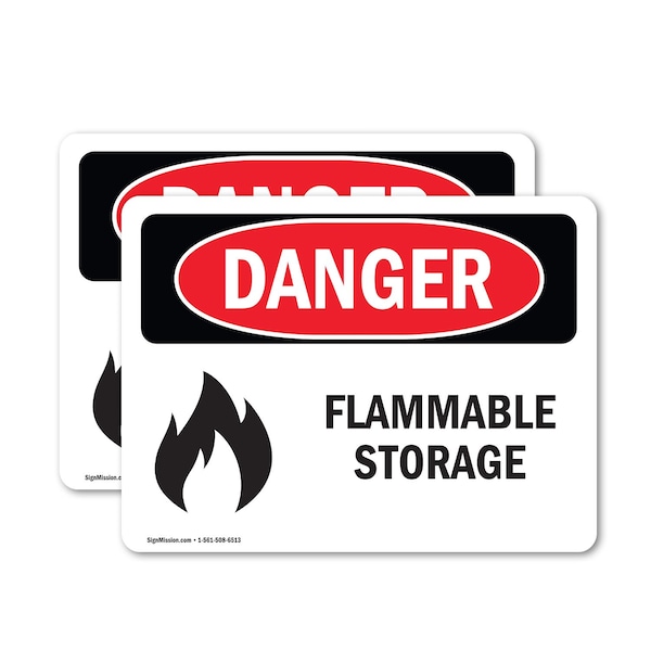 Signmission Flammable Storage Danger Sign, Vinyl Decal, 7in W x 5in L, 2PK OS-2PACK-DS-D-57-L-1255 - main